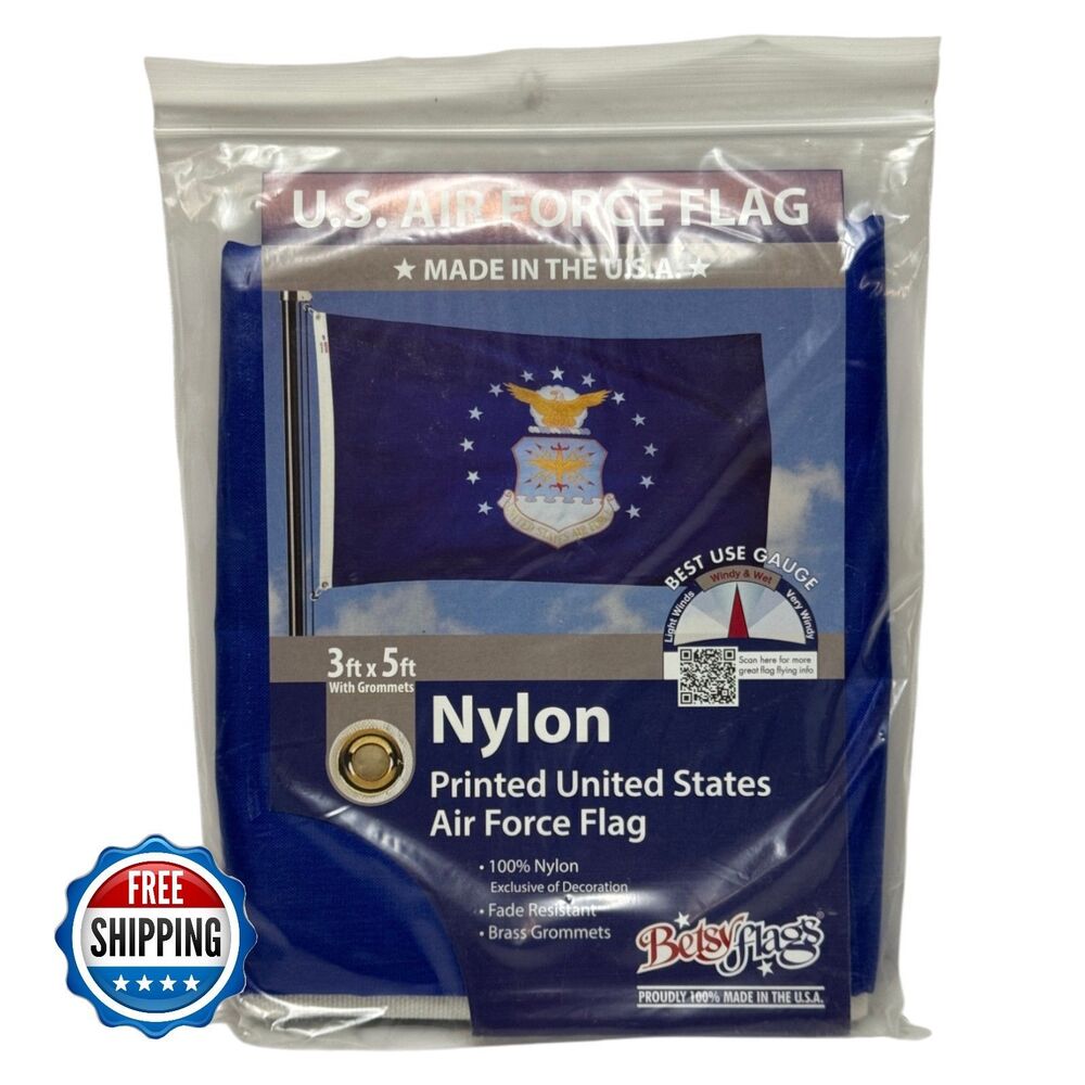 Betsy Flags BTUSAF3 US Air Force Flag 3x5 Nylon Brass Grommets USA Made New